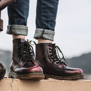 8-eye cowhide leather lace-up boots, view 5