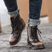 8-eye cowhide leather lace-up boots, view 9