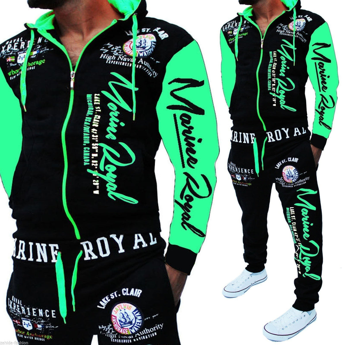 Men's 2-piece zip-up tracksuit in green