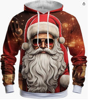 Men's 3D Santa Claus Christmas print hoodie, design 1