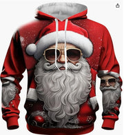Men's 3D Santa Claus Christmas print hoodie, design 4