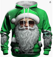 Men's 3D Santa Claus Christmas print hoodie, design 8