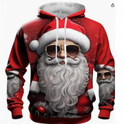 Men's 3D Santa Claus Christmas print hoodie, view 3