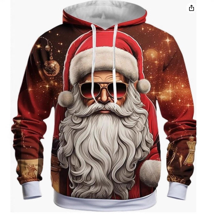 Men's 3D Santa Claus Christmas print hoodie, main product image