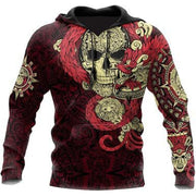 Men's 3D skull print pullover hoodie, design 1