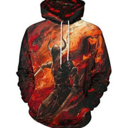 Men's 3D skull print pullover hoodie, view 3