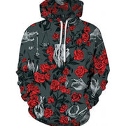 Men's 3D skull print pullover hoodie, view 6