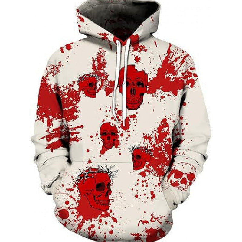 Men's 3D skull print pullover hoodie, main product image