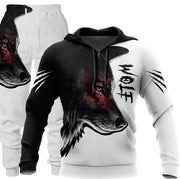 Men's 3D wolf print hooded tracksuit, Set fourteen design