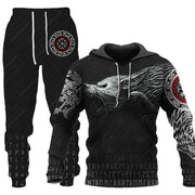Men's 3D wolf print hooded tracksuit, Set one design