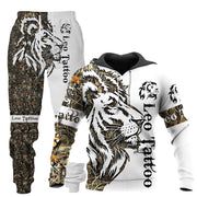 Men's 3D wolf print hooded tracksuit, Set thirteen design