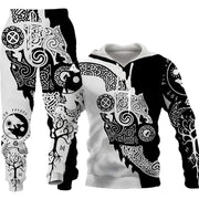 Men's 3D wolf print hooded tracksuit, Set two design