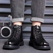 Men's British-style patent-finish boots, view 4