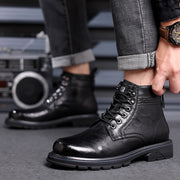 Men's British-style patent-finish boots, view 8