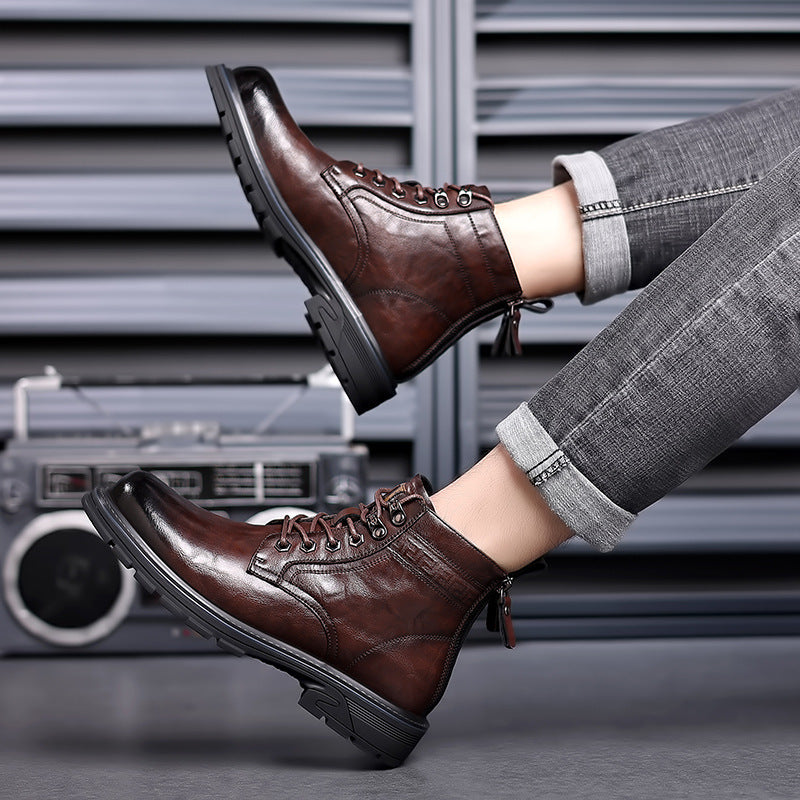 Men's British-style patent-finish boots, main product image