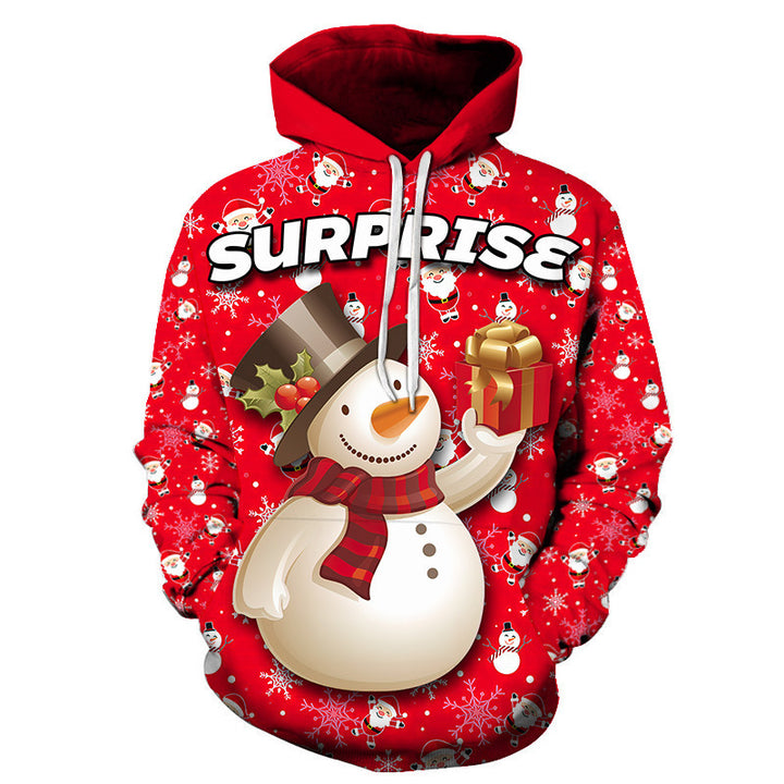 Men's casual 3D printed Santa Claus pattern hoodie, design 3