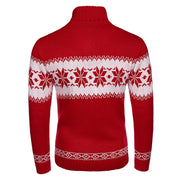Men's Christmas jacquard knit V-neck sweater in red