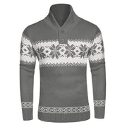 Men's Christmas jacquard knit V-neck sweater, view 3