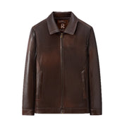Men's faux leather jacket with turn-down collar, alternate view