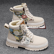 Men's fleece-lined high-top lace-up boots in gray