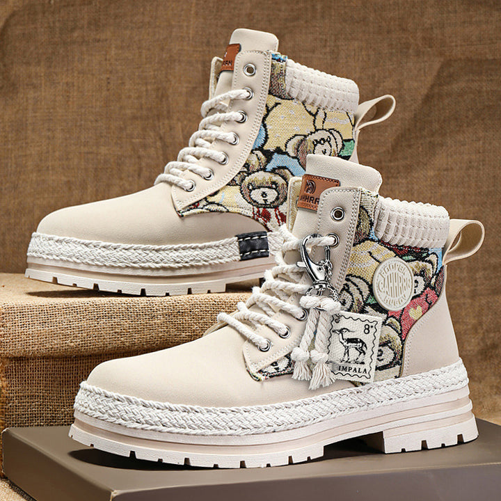 Men's fleece-lined high-top lace-up boots, main product image