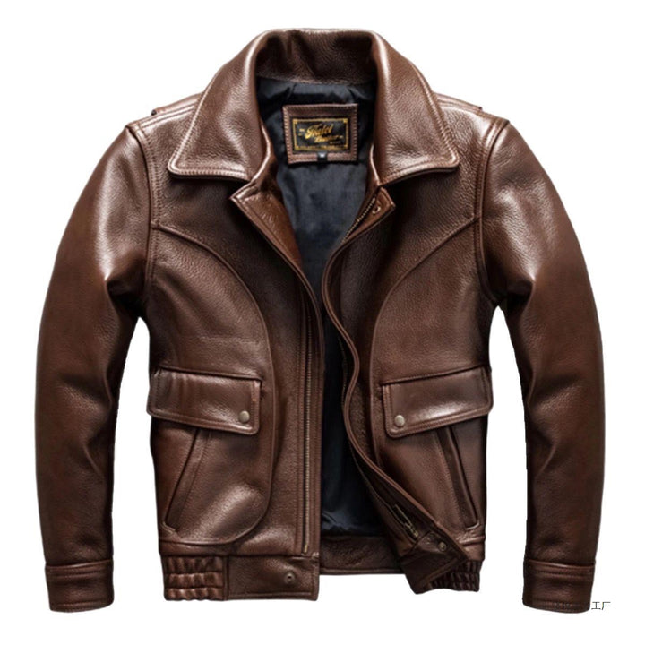 Men's genuine sheepskin leather jacket, view 2