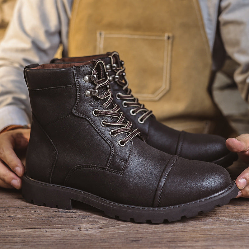 Men's high-top work-style boots in black