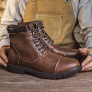 Men's high-top work-style boots in brown