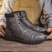 Men's high-top work-style boots in gray