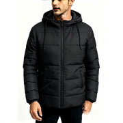 Men's hooded cotton-padded winter coat, detail view