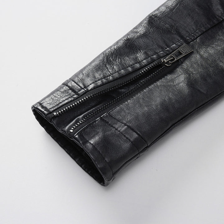 Men's PU leather jacket with pockets, view 2