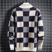 Men's slim-fit check crew neck knit sweater, view 4