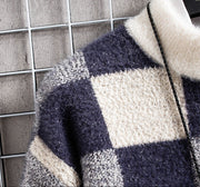 Men's slim-fit check crew neck knit sweater, view 5