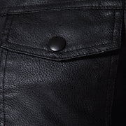 Men's slim-fit PU leather motorcycle jacket, additional view