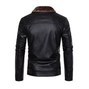 Men's slim-fit PU leather motorcycle jacket, further view