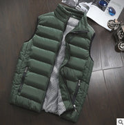 Men's slim-fit zip-up padded vest in army green