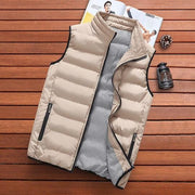 Men's slim-fit zip-up padded vest in beige