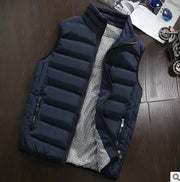 Men's slim-fit zip-up padded vest in blue