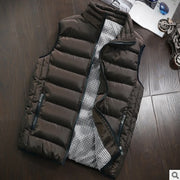 Men's slim-fit zip-up padded vest in brown