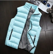 Men's slim-fit zip-up padded vest in color blue