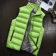 Men's slim-fit zip-up padded vest in grass green
