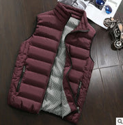 Men's slim-fit zip-up padded vest in red wine