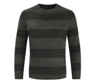 Men's striped crew neck knit sweater in green
