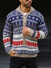 Men's thick knit cardigan sweater coat in navy blue