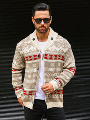Men's thick knit cardigan sweater coat, view 5