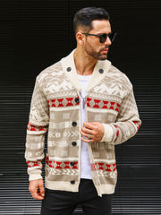 Men's thick knit cardigan sweater coat, view 6