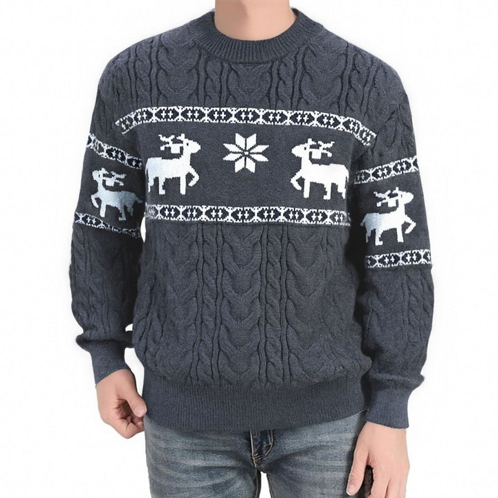 Men's ugly Christmas deer sweater in dark gray