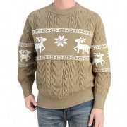 Men's ugly Christmas deer sweater in khaki