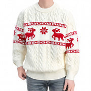 Men's ugly Christmas deer sweater in white