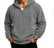Men's waffle-weave half-zip hoodie in gray